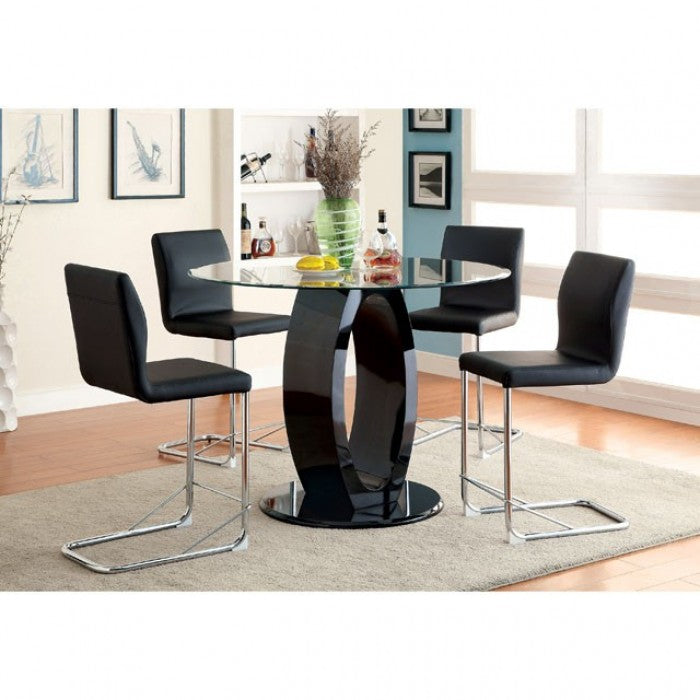 FOA Lodia Contemporary Faux Leather Set of 2 Counter Height Chair - Black