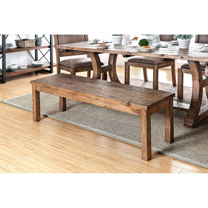 FOA Giana Rustic Plank Design Dining Bench