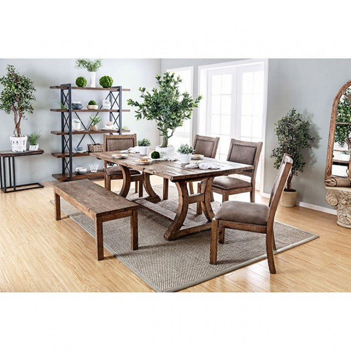 FOA Giana Rustic Plank Design Dining Bench