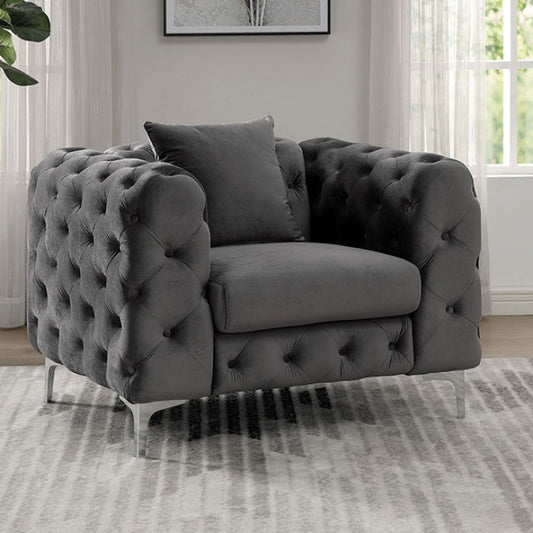 FOA Sapphira Contemporary Sleek Style Arm Chair - Dark Gray
