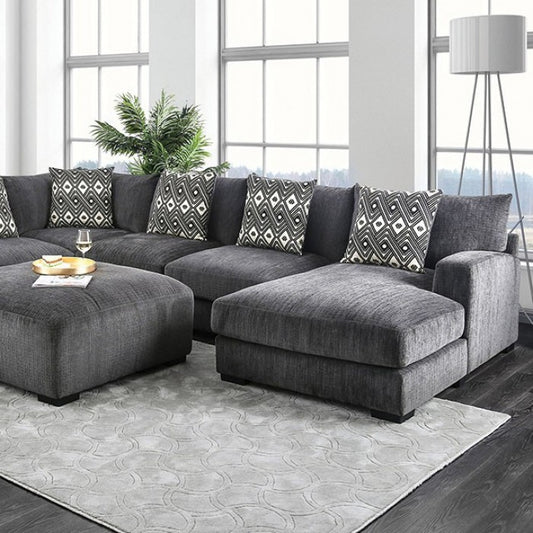Kaylee Gray Upholstered "U" Shape Sectional with Right Chaise
