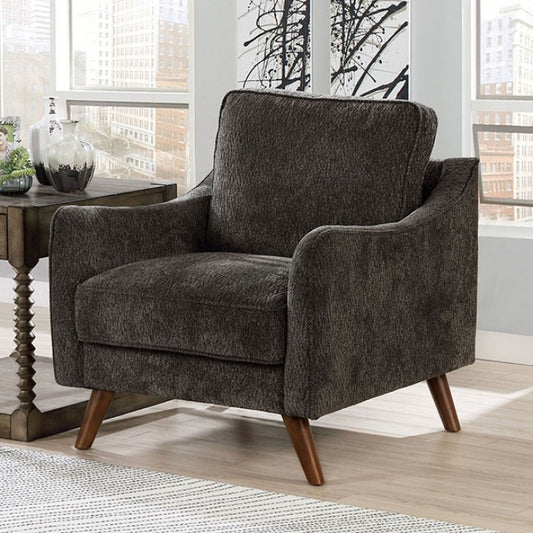 FOA Maxime Mid-Century Modern Chenille Fabric Arm Chair - Dark Gray