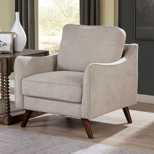 FOA Maxime Mid-Century Modern Chenille Fabric Arm Chair - Light Gray