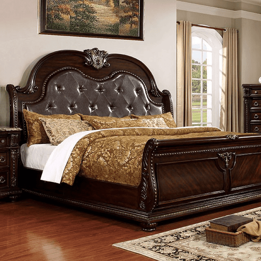 Fromberg Lavish Traditional Queen Bedroom Set - Brown Cherry