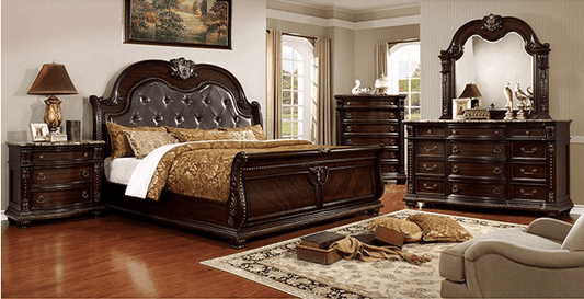 Fromberg Lavish Traditional Queen Bedroom Set - Brown Cherry