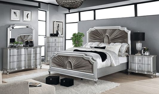 Aalok Glam Style Queen Bedroom Set - Warm Gray
