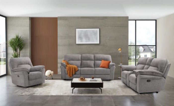 FOA Josias Transitional Fabric Blend Motion Sofa - Light Gray