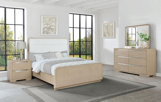Ladera Modern Boucle & Light Elm Panel Bedroom Set