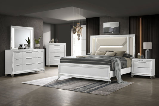 Marmore King Bedroom Set with Touch LED Boucle Headboard
