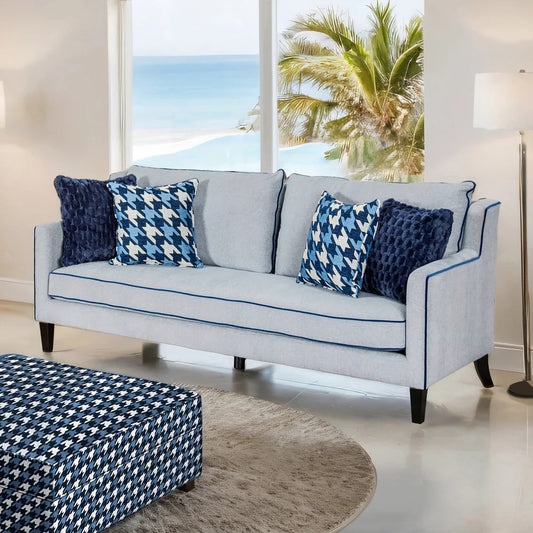 Colindale Transitional Upholstered Living Room Collection, Blue/Gray