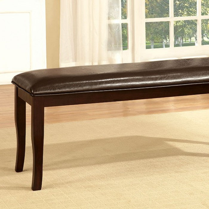FOA Woodside Transitional Faux Leather Dining Bench - Dark Cherry