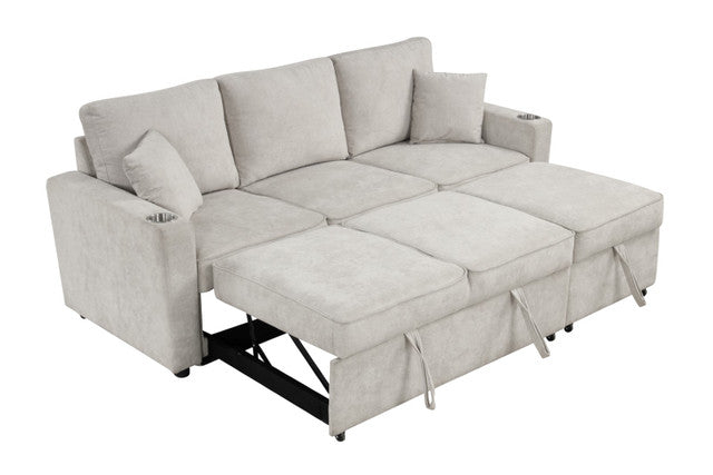 Kendal Contemporary Convertible Sleeper Sectional Sofa – Gray
