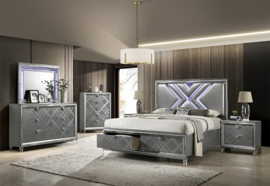 Emmeline Art Deco Style King Storage Bedroom Set