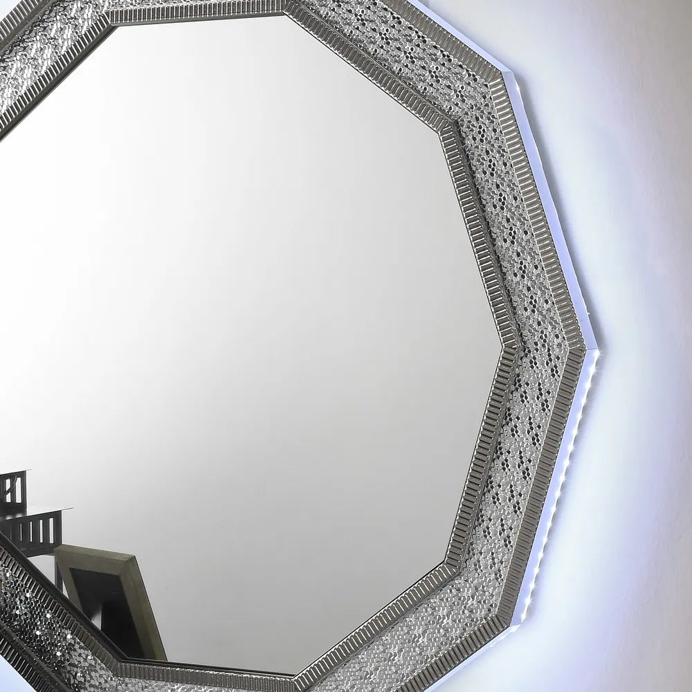 Cassiopeia Glam Collection Dresser with Metallic Scale Molding, Metallic Gray