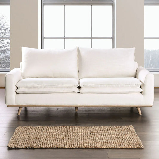 Monthey II 82" Mid-Century Modern Cotton Linen Sofa with Oak Base