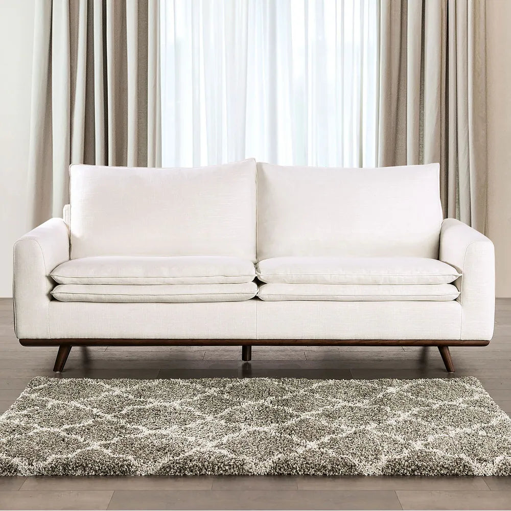 Monthey II 82" Mid-Century Modern Cotton Linen Sofa with Dark Brown