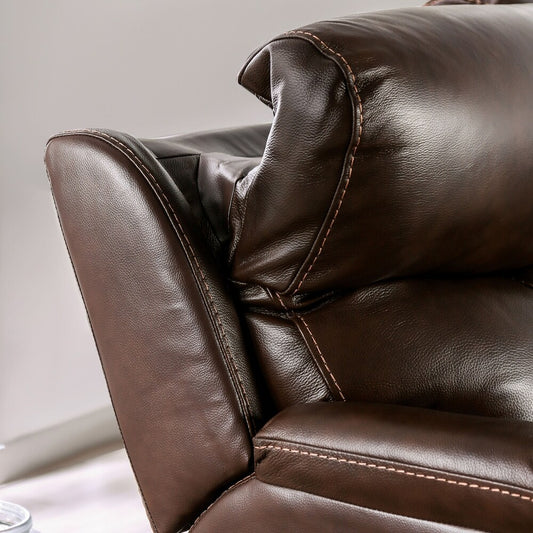 Antenor Genuine Leather Power Sofa - Brown