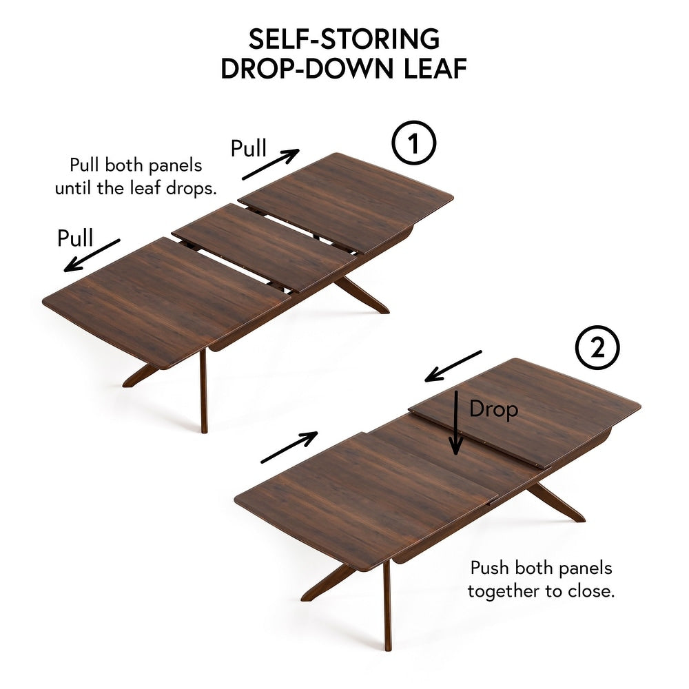 Furniture of America Hadsten | Mid-Century Modern Solid Wood Dining Table, Rich Walnut