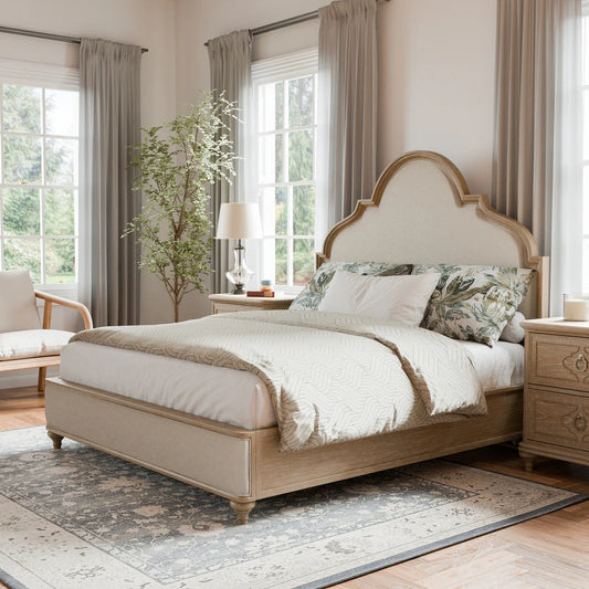 Lyris Transitional Sold Wood Bedroom Collection with Mirrored Panels
