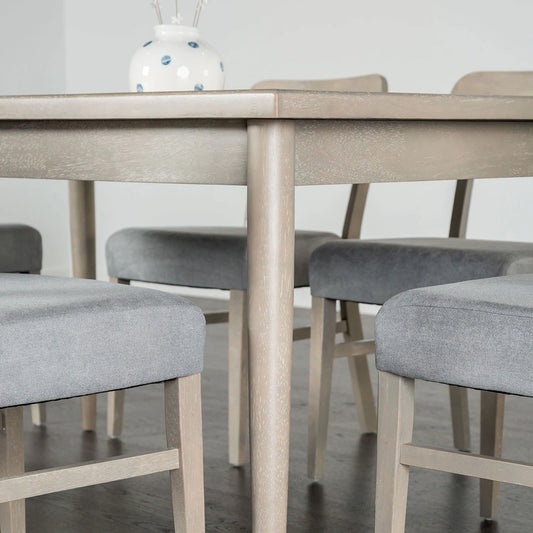 Keynes Transitional 7-Piece Wooden Dining Set with Contoured Chair, Gray