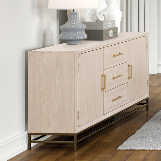 Sandnes Transitional 2-Door, 3-Drawer Dining Server, Light Oak