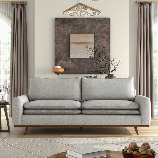 Monthey II 82" Mid-Century Modern Cotton Linen Sofa with Dark Brown