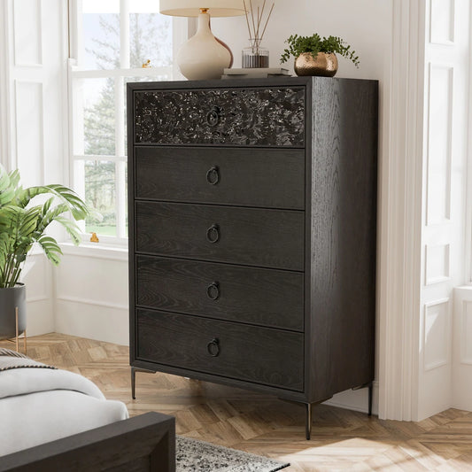 Bashford Modern 5-Drawer Chest with Dented Steel Door