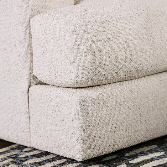 Flintshire Transitional Beige Chenille Track Arm Living Room Set
