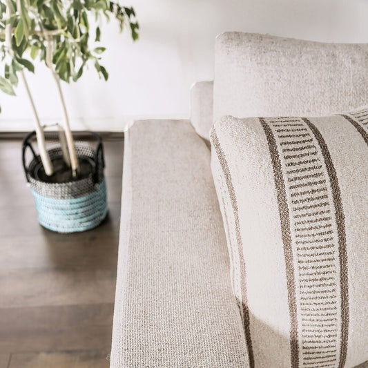 Flintshire Transitional Beige Chenille Track Arm Living Room Set