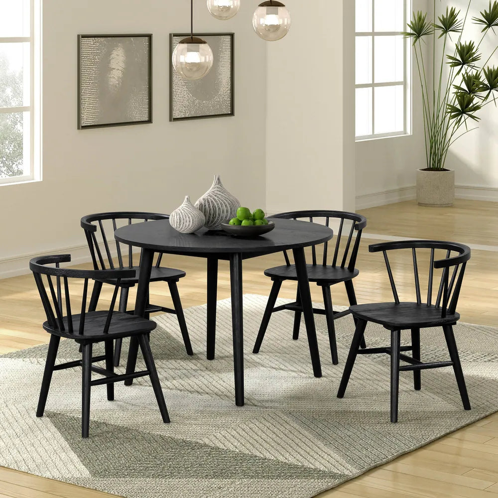 Yate 5PC Mid-Century Modern Dining Set, Black