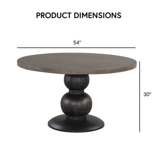 Furniture of America Essen | 54" Round Dining Table with Turned Pedestal Base, Espresso