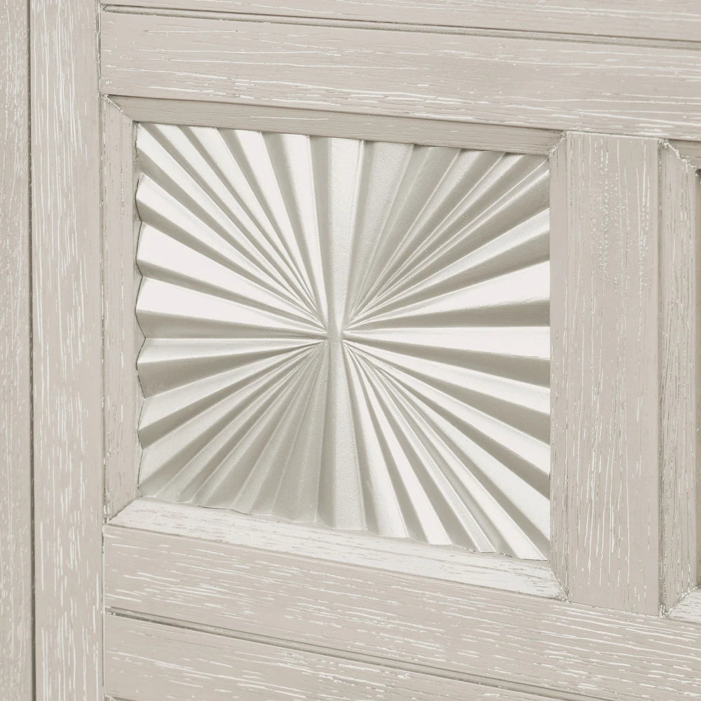 Argenthart Transitional Sunburst Pattern Dining Server, Light Gray