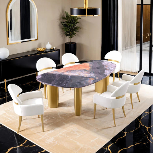 Northwich Contemporary 7-Piece Multi-color Sintered Stone Dining Set