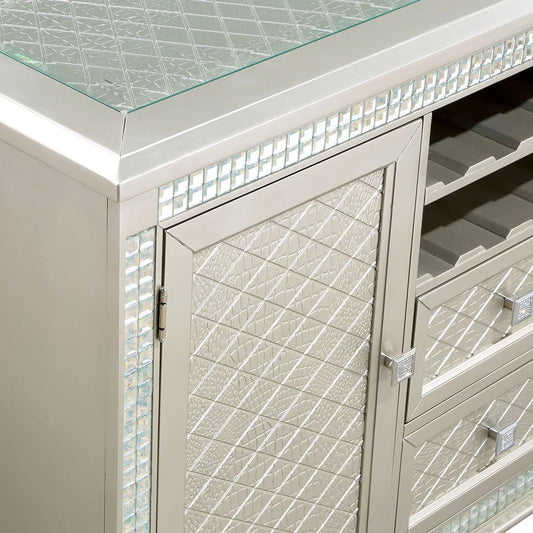 Adelina Transitional Server with Mirror Accents - Champagne