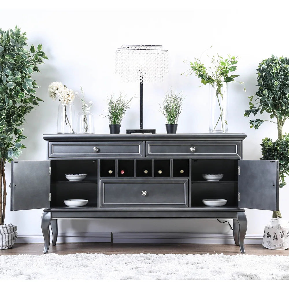 Amina Transitional Gray Server w- Acrylic Hardware