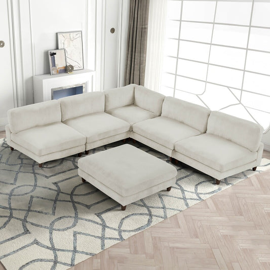 Furniture of America Dagenham 6-Piece Corduroy Modular Sectional