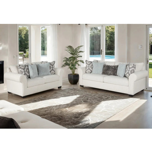 Queensbury Transitional White Rolled Arm Sofa