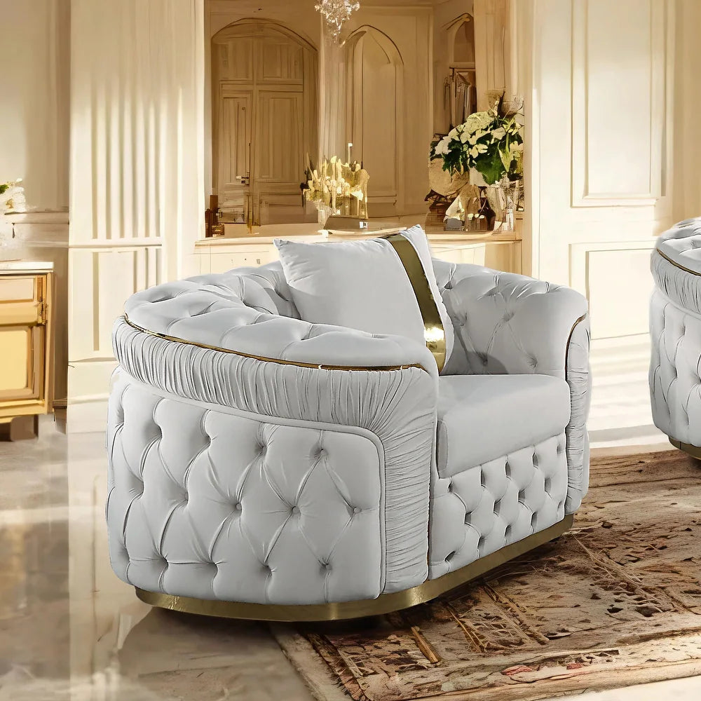 Adelpha Beige & Gold Glam Living Room Collection