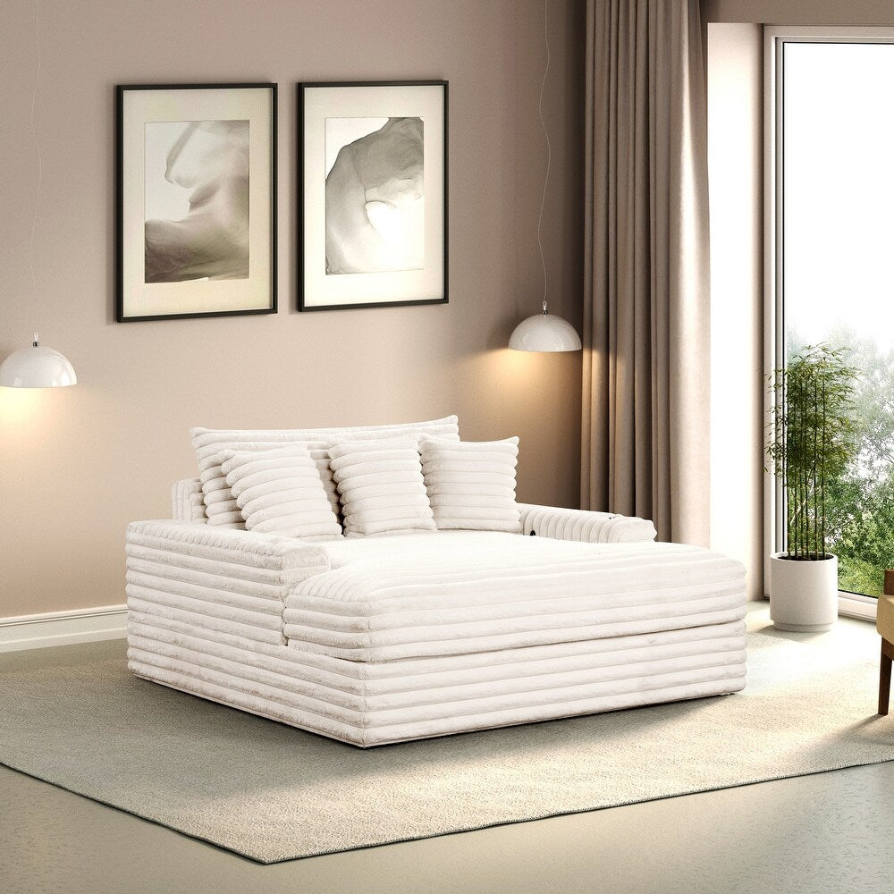 Veyrier Plush Chenille Oversize Chaise Lounge