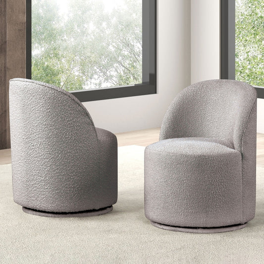 Broager Modern Boucle Swivel Side Chairs (Set of 2)
