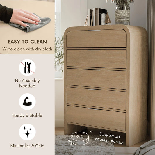 Handforth Modern 5-Drawer Solid Wood Chest in Natural Finish