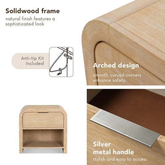 Handforth Modern Solid Wood Natural Finish Nightstand