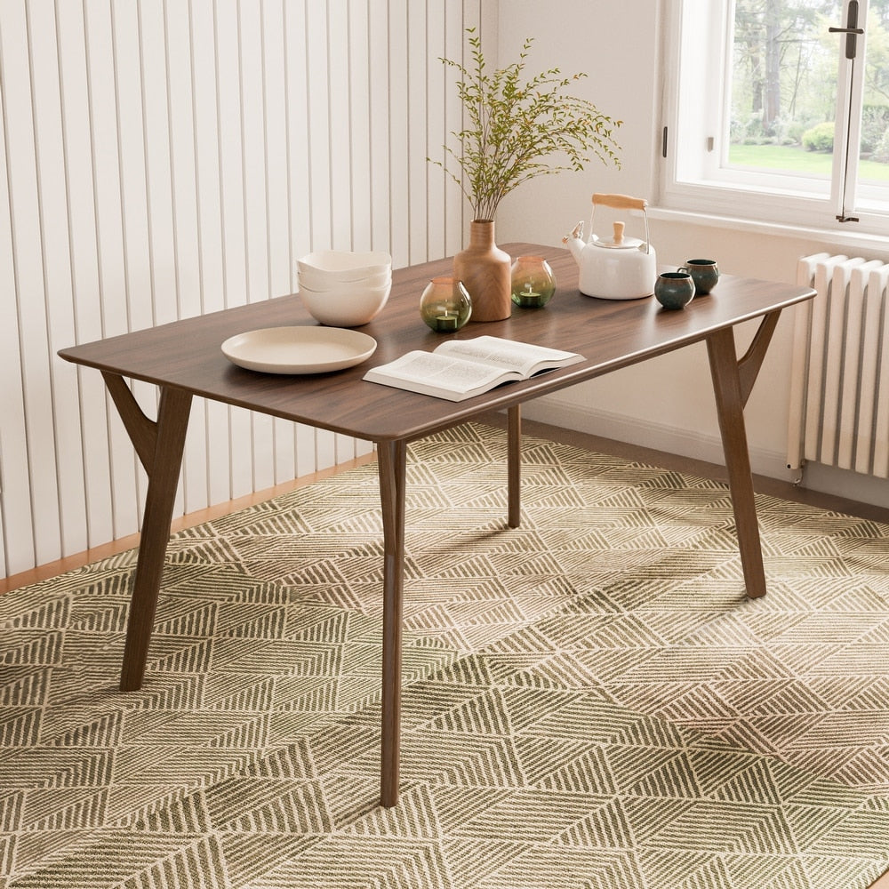 Skien 7PC Mid-Century Modern Dining Set in Walnut