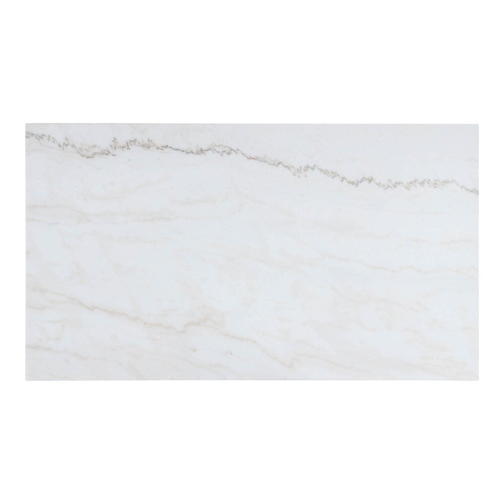 Morges Contemporary 7-Piece Marble Top Dining Set with White Boucle Chairs