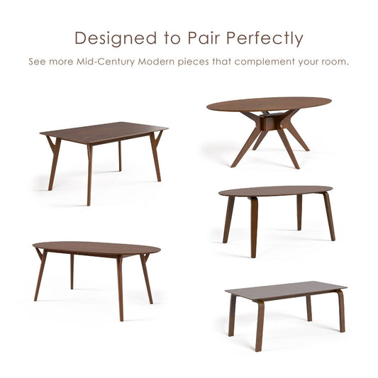 Furniture of America Skien | Mid-Century Modern Solid Wood Dining Table, Walnut