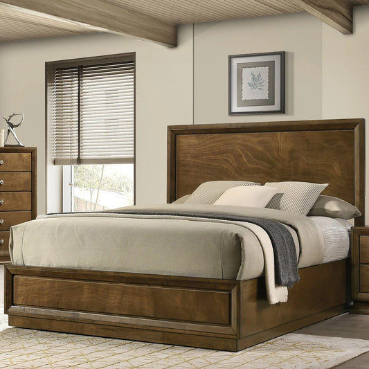 Kirkham Transitional Wooden Panel Bed, Walnut