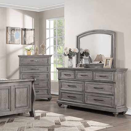 Poundex Classical Vintage Look Dresser Mirror in Gray - F5502