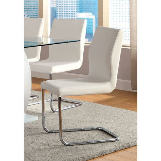 FOA Lodia Contemporary Faux Leather Set of 2 Counter Height Chair - White