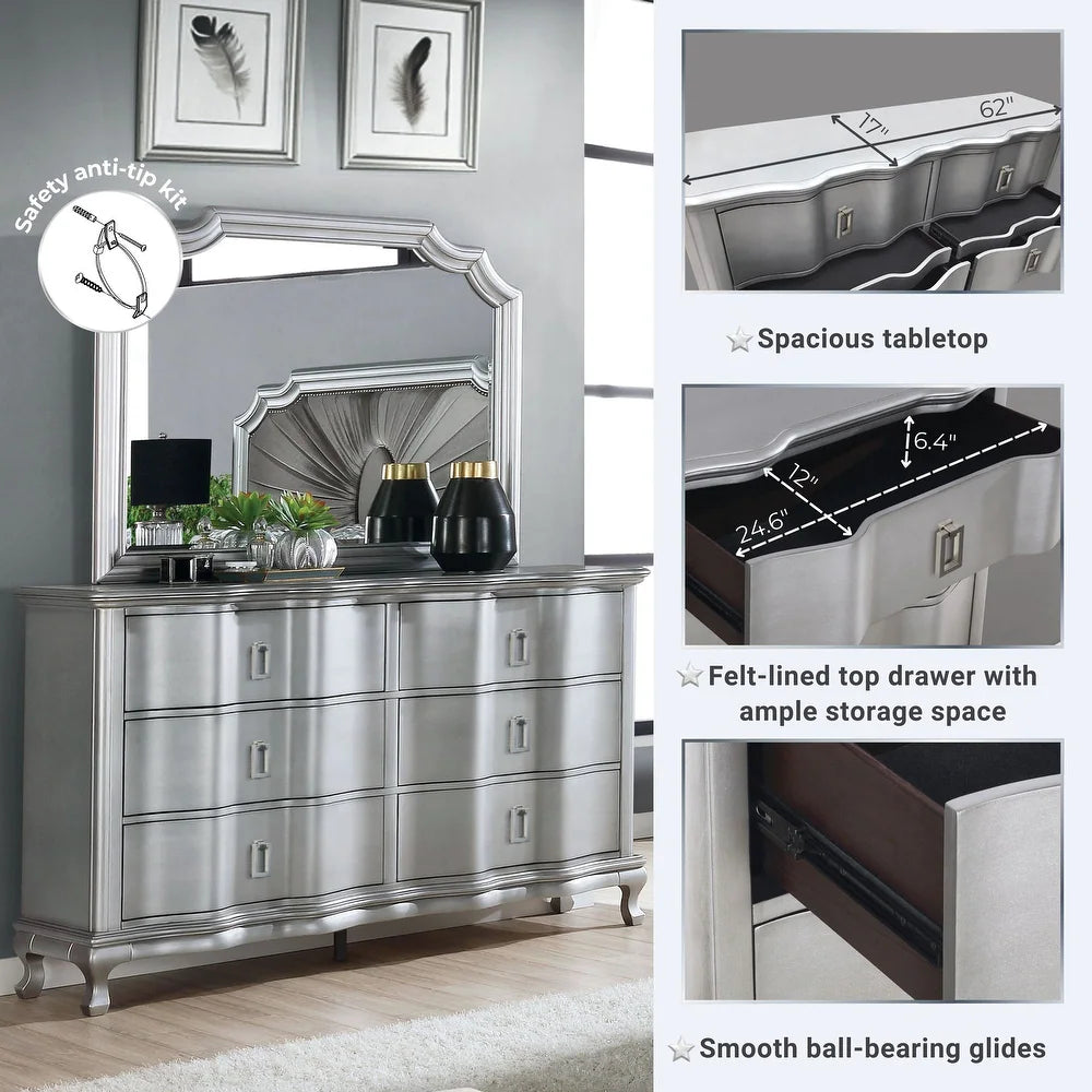 Aalok Glam Style King Bed in Warm Gray