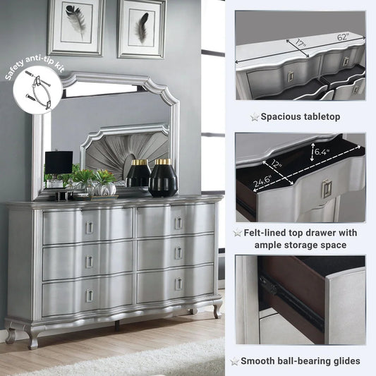 Aalok Glam Style King Bed in Warm Gray